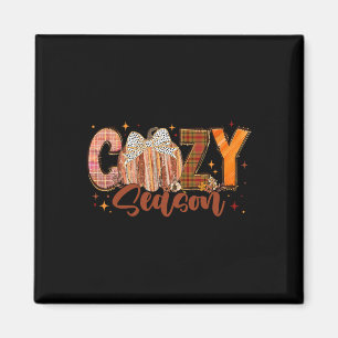 Aimant Retro Cosy Season Citrouille Bow Tis The Season Me