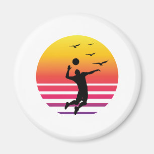 Aimant rétro coucher du soleil de volleyball, #volleybal