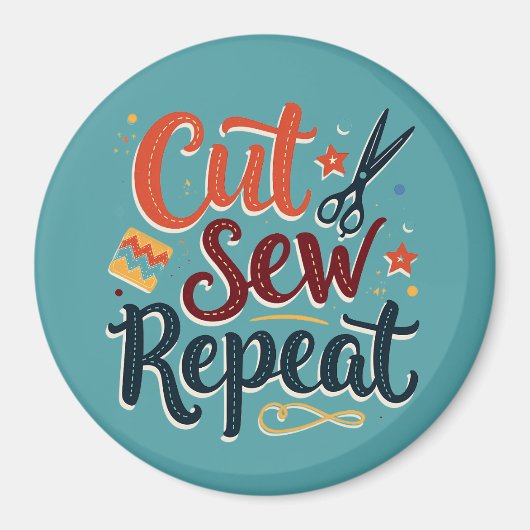 Aimant Retro "Couper la couture répétée" Conception de l' (Devant)