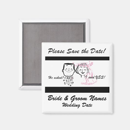 Aimant Retro Couple Enregistrer l'aimant de date (Recto/Verso)