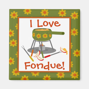 Aimant Retro Daisy Fondue Pot I Love Fondue