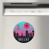 Aimant Retro Dallas City Texas Skyline Ville Souvenir (In Situ (Lave-vaisselle))