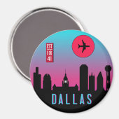 Aimant Retro Dallas City Texas Skyline Ville Souvenir (Recto/Verso)