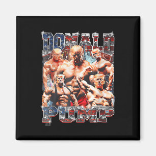 Aimant Retro Donald Pump Gym Collage Photo Mème Drôle