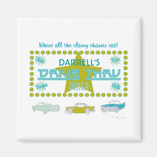 Aimant Retro Drive-Thru Diner (grn) (Devant)