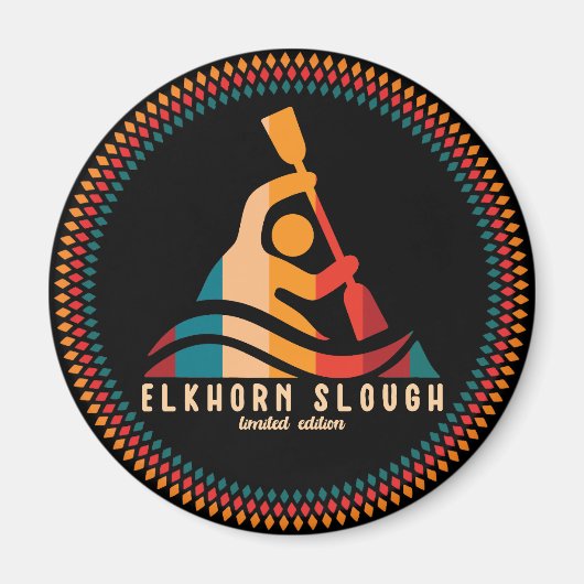 Aimant Retro Elkhorn Slough Kayaking (Devant)