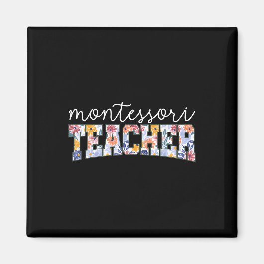 Aimant Retro Floral Montessori Teacher Instructor Educato (Devant)