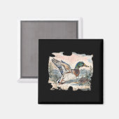 Aimant Retro Funny Mallard Duck Waterfowl Hunting Cozy Se (Recto/Verso)