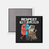 Aimant Retro Gaming Funny Gamer Controller 80s Respect Yo (Recto/Verso)
