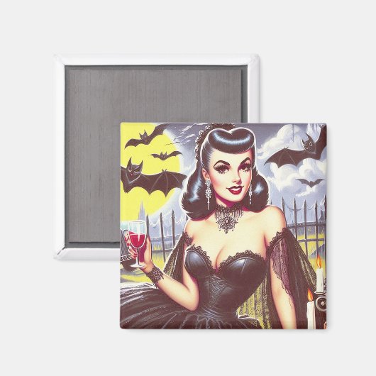 Aimant Retro Goth Vampire Pin-up (Recto/Verso)