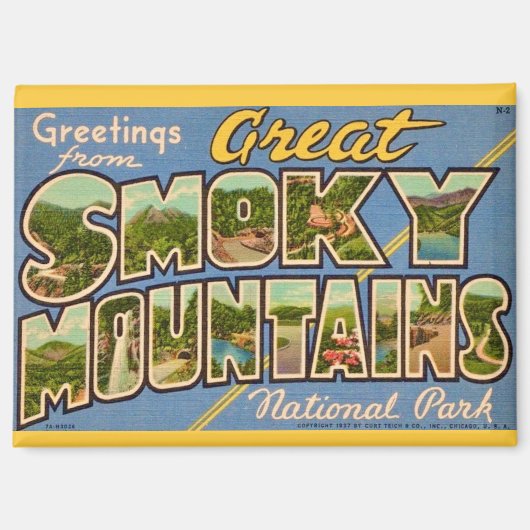 Aimant Rétro Great Smoky Mountains (Recto)