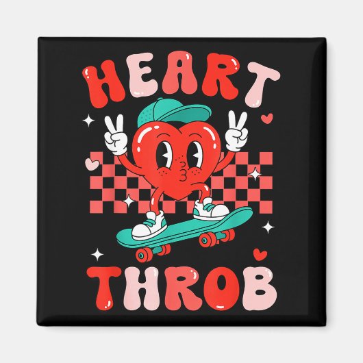 Aimant Retro Groovy Heart Throb Valentines Day Toddlers B (Devant)