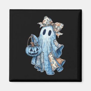 Aimant Retro Halloween Blue Denim Ghost Éffrayant Ghost G