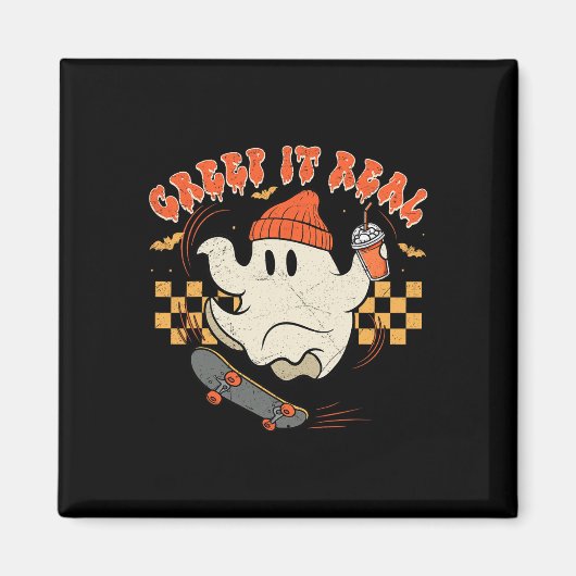 Aimant Retro Halloween Creep It Real Ghost Boy Fall Seaso (Devant)