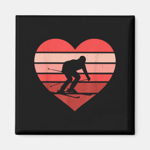 Aimant Retro Heart Ski Ski Vintage Valentine Womens Me