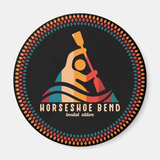Aimant Rétro Horseshoe Bend Kayaking (Devant)