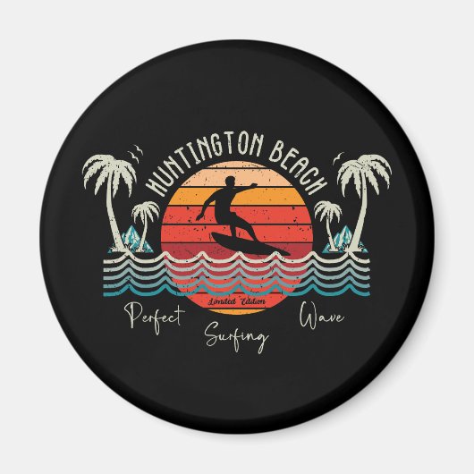 Aimant Retro Huntington Beach Surf (Devant)
