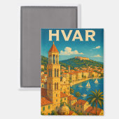 Aimant Retro Hvar Croatia Adria Coast Travel (Recto/Verso)