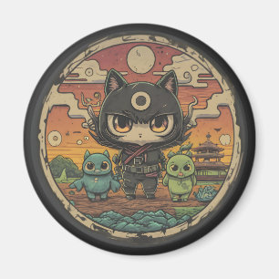 Aimant Retro Island Pals : équipage de chat Ninja