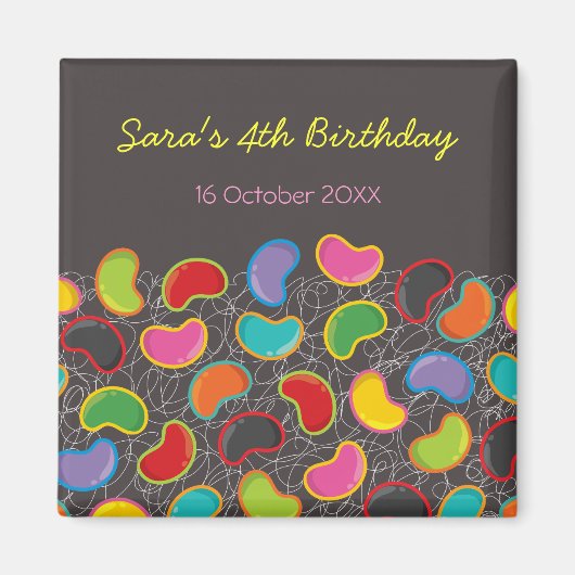 Aimant Retro Jellybeans Pop Kid's Birthday Save The Date (Devant)