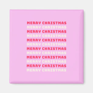 Aimant Retro Joyeux Noël rose Décor de vacances Preppy