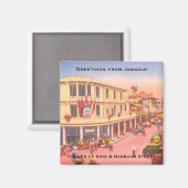 Aimant Retro Kingston, Jamaïque (King & Harbour Street) (Recto/Verso)