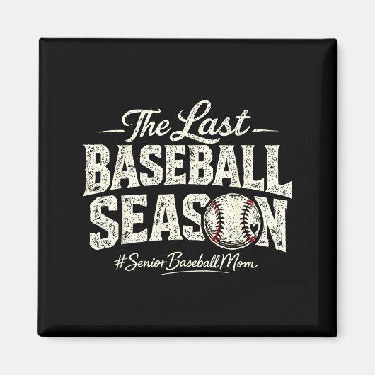 Aimant Rétro la dernière saison de baseball maman de base (Devant)