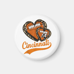 Aimant Retro Leopard Heart Cincinnati Amoureux du footbal