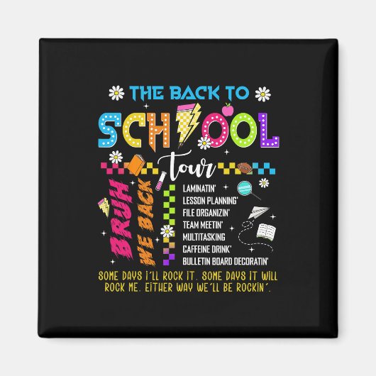 Aimant Retro Lightning Bolt Abcd Back To School Tour Teac (Devant)