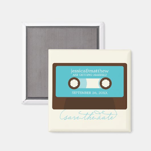 Aimant Rétro Mariage Mixtape Enregistrer la date (Recto/Verso)