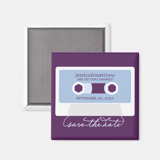 Aimant Rétro Mariage Mixtape Enregistrer la date (Recto/Verso)