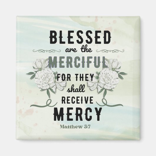 Aimant Rétro Matthieu 5:7 Verset biblique (Devant)