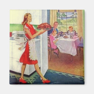 Aimant Rétro-ménagère à Thanksgiving