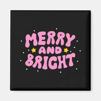 Aimant Retro Merry And Bright Holiday Design 