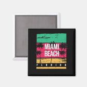 Aimant Retro Miami Florida Beach Souvenir (Recto/Verso)