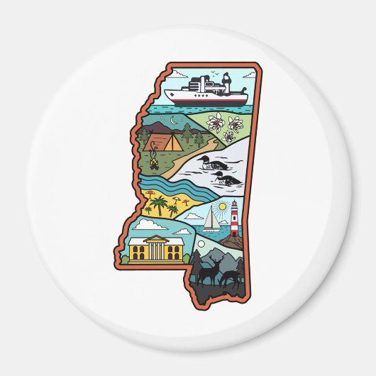 Aimant Retro Mississippi Biloxi Laurel MS State Souvenir (Devant)
