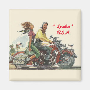 Aimant Retro Motorcycle Ride, Style Vintage Personnalisé