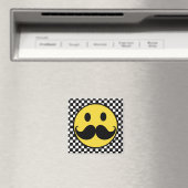 Aimant Retro Mustache Moutache avec Checkerboard (In Situ (Lave-vaisselle))