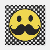 Aimant Retro Mustache Moutache avec Checkerboard (Devant)