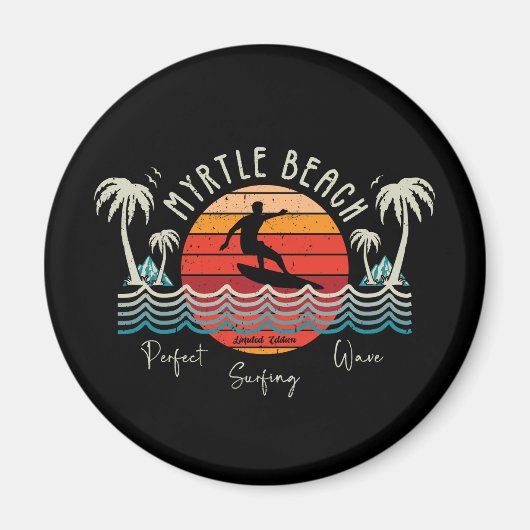 Aimant Retro Myrtle Beach Surf (Devant)