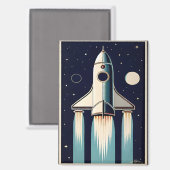 Aimant Retro Navette Spatiale des Années 50 Âge Spatial (Recto/Verso)