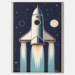 Aimant Retro Navette Spatiale des Années 50 Âge Spatial