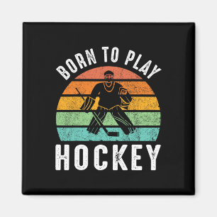 Aimant Rétro Né Pour Jouer Au Hockey Sport D'hiver Hockey