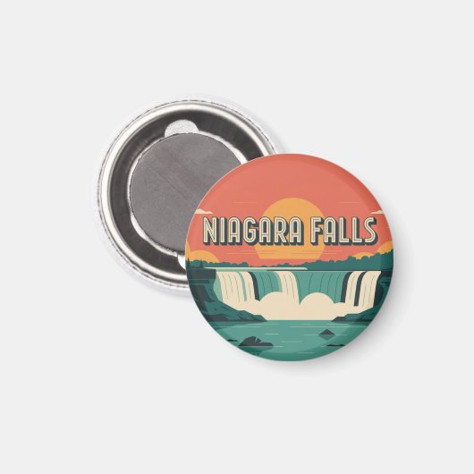 Aimant Retro Niagara Falls Sunset Keychain (Recto/Verso)