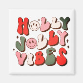 Aimant Retro Noël Holly Jolly Vibes Vacances tendance (Devant)