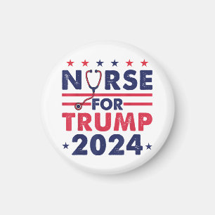 Aimant Retro Nurses For Trump 2024 America Stars Drapeau