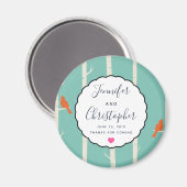 Aimant Rétro Orange Birch Trees Mariages Merci (Recto/Verso)