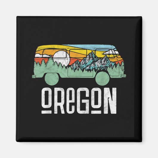 Aimant Retro Oregon Outdoor Hippie Van Nature (Devant)