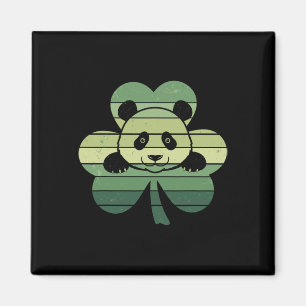 Aimant Retro Panda Shamrock Trèfle Fête de la Saint-Patri
