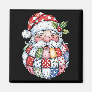 Aimant Retro Patchwork Santa Claus Noël Preppy Joyeux Joy
